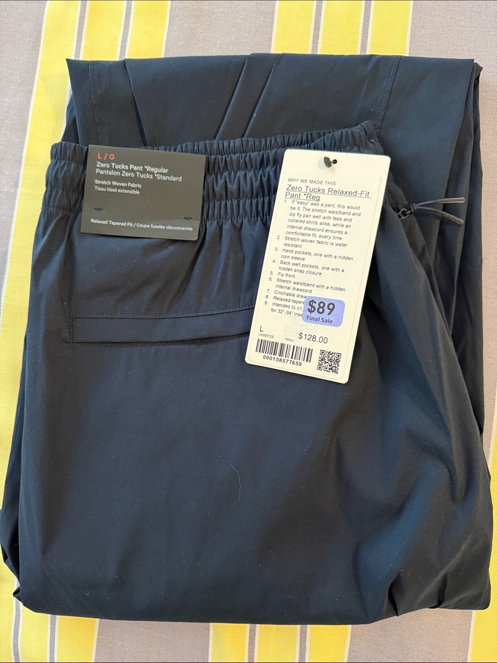 Brand NEW lululemon athletica Men’s Black Relaxed-Fit Zero Tucks Joggers